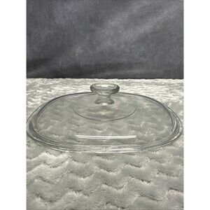 Pyrex F12C Oval Clear Glass Lid Replacement Corning French White Chip See Pics